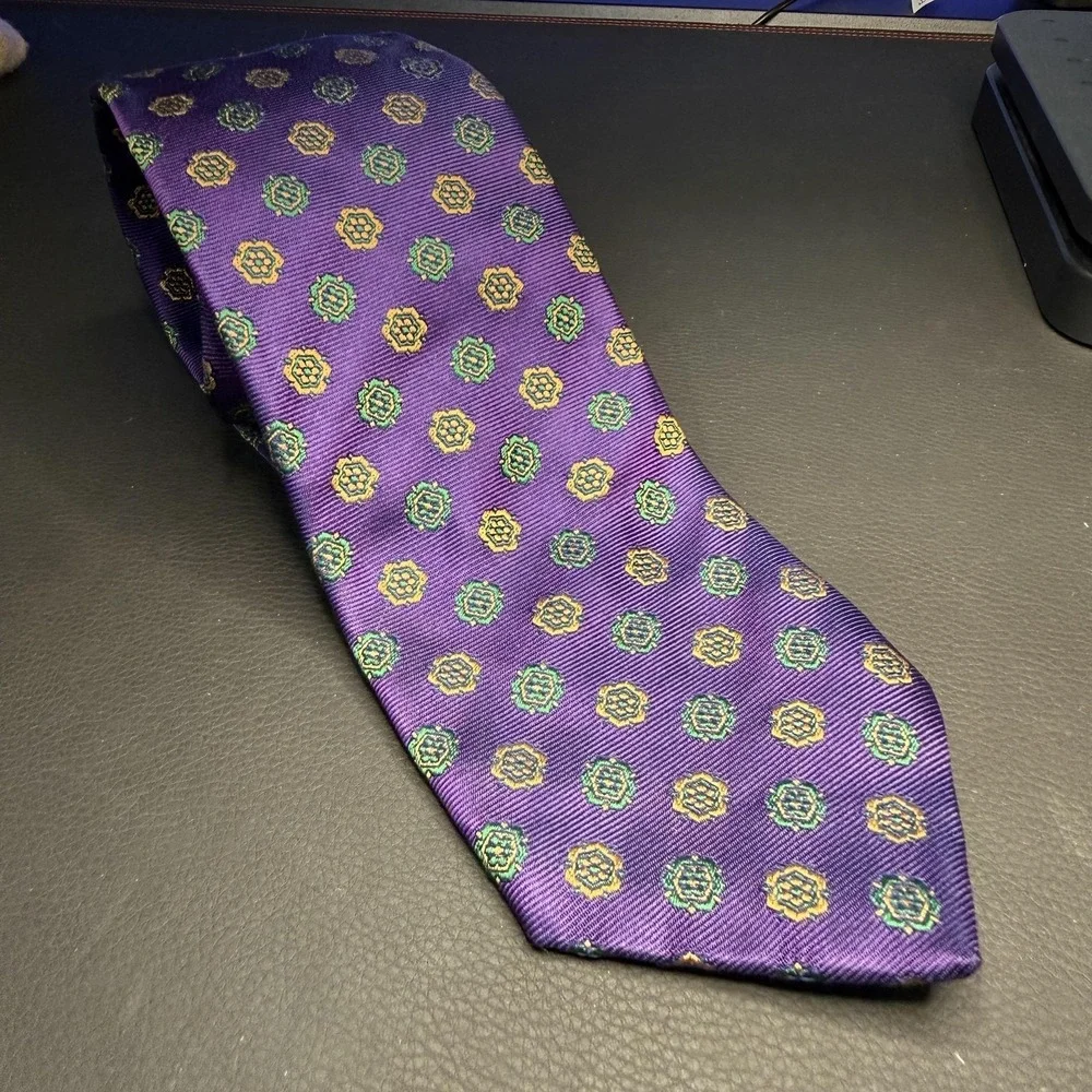 Drake's London Tie Mens Purple Floral Silk Jacquard Made In England Barneys